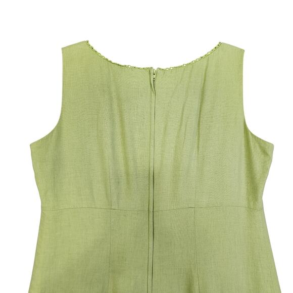 Sag Harbor Womens Vintage Y2K Embroidered Linen Blend Dress Size 10P Lime Green - Picture 5 of 12